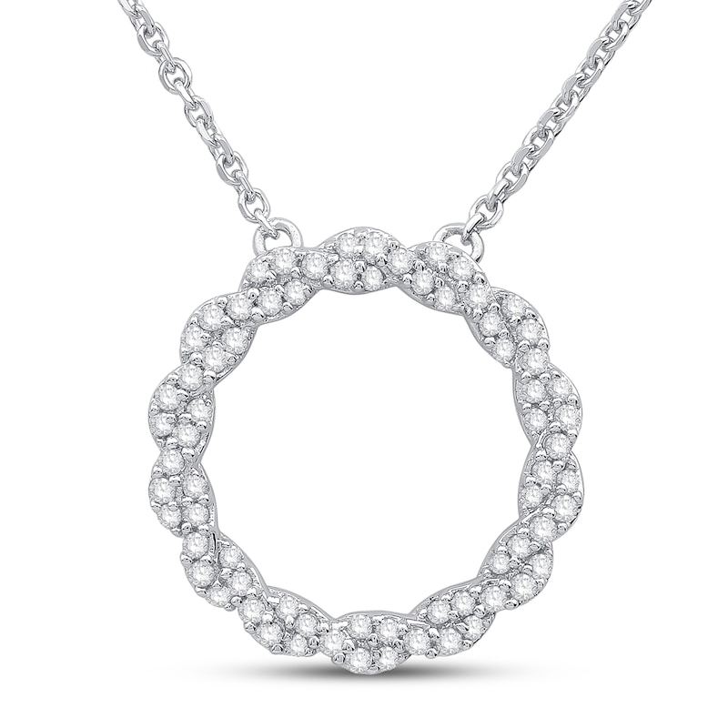 Circle of Gratitude® Collection 0.23 CT. T.W. Diamond Medium Twist Necklace in 10K White Gold – 19"