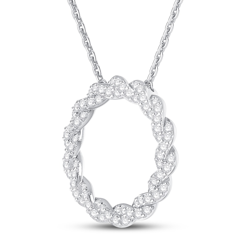 Main Image 2 of Circle of Gratitude® Collection 0.23 CT. T.W. Diamond Medium Twist Necklace in 10K White Gold – 19"