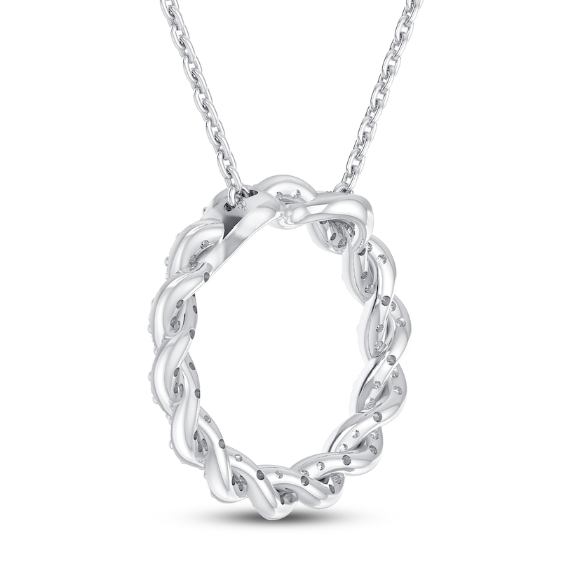 Main Image 4 of Circle of Gratitude® Collection 0.23 CT. T.W. Diamond Medium Twist Necklace in 10K White Gold – 19"