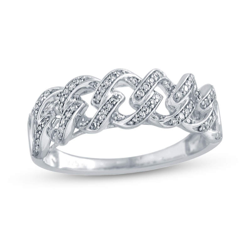 0.22 CT. T.W. Cuban Chain Link Ring in Sterling Silver