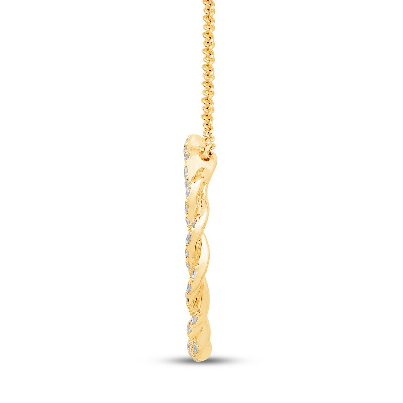Main Image 3 of Circle of Gratitude® Collection 0.45 CT. T.W. Diamond Large Twist Necklace in 10K Gold – 19"