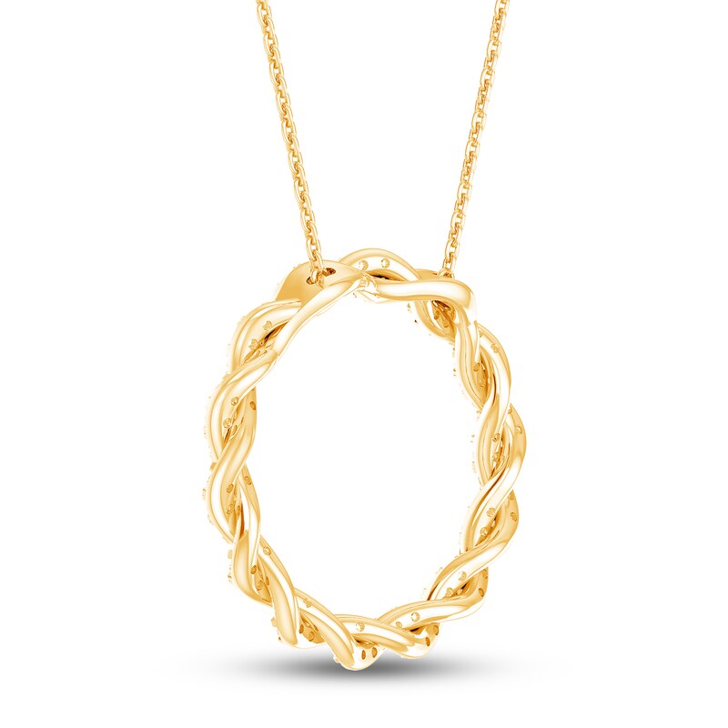 Main Image 4 of Circle of Gratitude® Collection 0.45 CT. T.W. Diamond Large Twist Necklace in 10K Gold – 19"