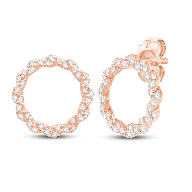 Circle of Gratitude® Collection 0.23 CT. T.W. Diamond Twist Stud Earrings in 10K Rose Gold|Peoples Jewellers