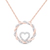 Thumbnail Image 0 of Circle of Gratitude® Collection 0.09 CT. T.W. Diamond and Polished Twist with Loop Heart Necklace in 10K Rose Gold – 19"