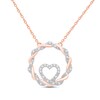 Thumbnail Image 1 of Circle of Gratitude® Collection 0.09 CT. T.W. Diamond and Polished Twist with Loop Heart Necklace in 10K Rose Gold – 19"