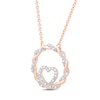 Thumbnail Image 1 of Circle of Gratitude® Collection 0.09 CT. T.W. Diamond and Polished Twist with Loop Heart Necklace in 10K Rose Gold – 19"