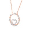 Thumbnail Image 2 of Circle of Gratitude® Collection 0.09 CT. T.W. Diamond and Polished Twist with Loop Heart Necklace in 10K Rose Gold – 19"
