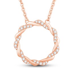 Circle of Gratitude® Collection 0.23 CT. T.W. Diamond and Polished Twist Necklace in 10K Rose Gold – 19&quot;