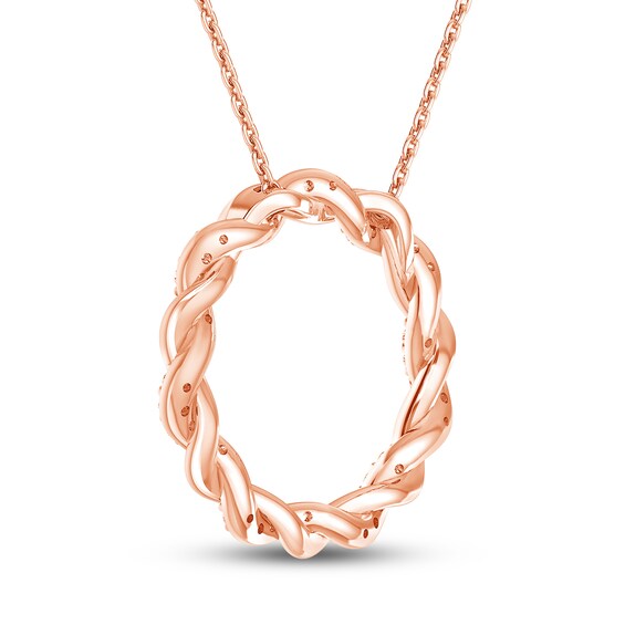 Circle of Gratitude® Collection 0.23 CT. T.W. Diamond and Polished Twist Necklace in 10K Rose Gold – 19"