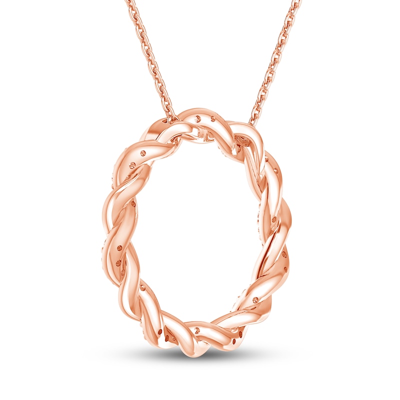 Circle of Gratitude® Collection 0.23 CT. T.W. Diamond and Polished Twist Necklace in 10K Rose Gold – 19"