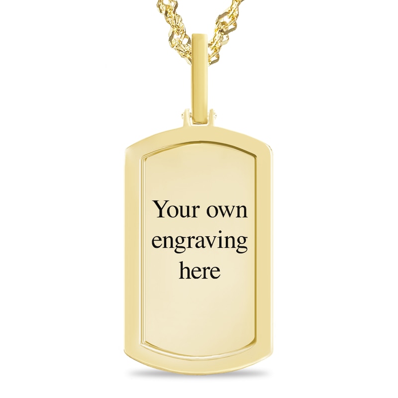 Main Image 2 of 1.06 CT. T.W. Diamond Frame Engravable Photo Dog Tag Pendant in 10K Gold (1 Image and 4 Lines) - 24"