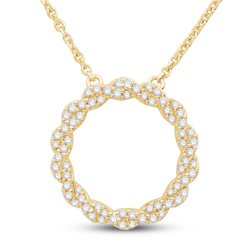 Main Image 1 of Circle of Gratitude® Collection 0.23 CT. T.W. Diamond Medium Twist Necklace in 10K Gold – 19"
