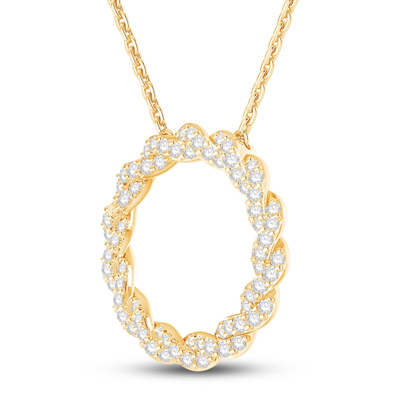 Main Image 2 of Circle of Gratitude® Collection 0.23 CT. T.W. Diamond Medium Twist Necklace in 10K Gold – 19"