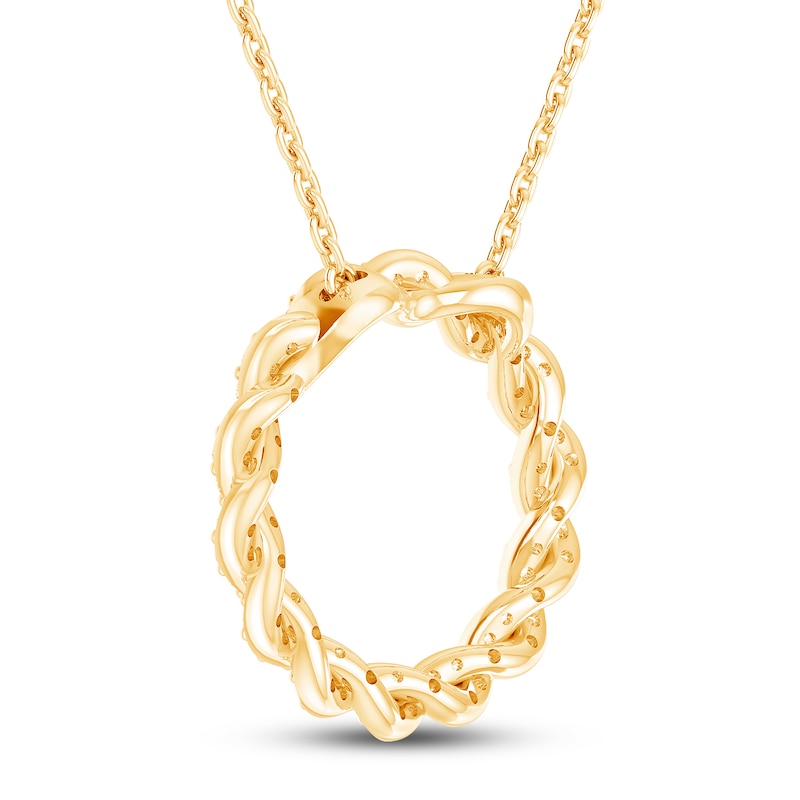 Main Image 4 of Circle of Gratitude® Collection 0.23 CT. T.W. Diamond Medium Twist Necklace in 10K Gold – 19"