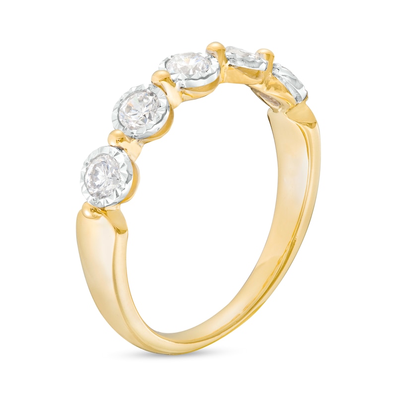 Main Image 3 of 0.50 CT. T.W. Diamond Beaded Five Stone Anniversary Band in 10K Gold