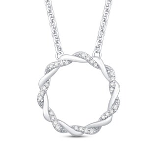 Circle of Gratitude® Collection 0.09 CT. T.W. Diamond and Polished Twist Necklace in Sterling Silver – 19"