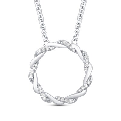 Circle of Gratitude® Collection 0.09 CT. T.W. Diamond and Polished Twist Necklace in Sterling Silver – 19"