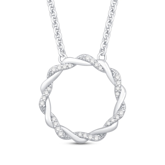 Circle of Gratitude® Collection 0.09 CT. T.W. Diamond and Polished Twist Necklace in Sterling Silver – 19"
