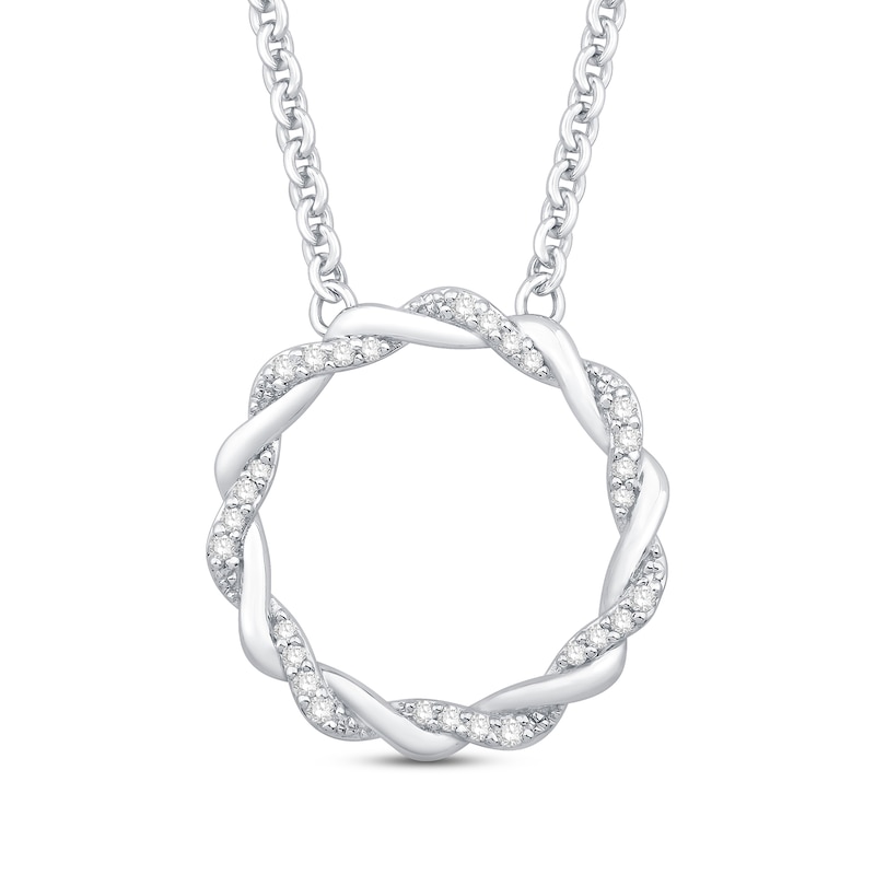 Circle of Gratitude® Collection 0.09 CT. T.W. Diamond and Polished Twist Necklace in Sterling Silver – 19"