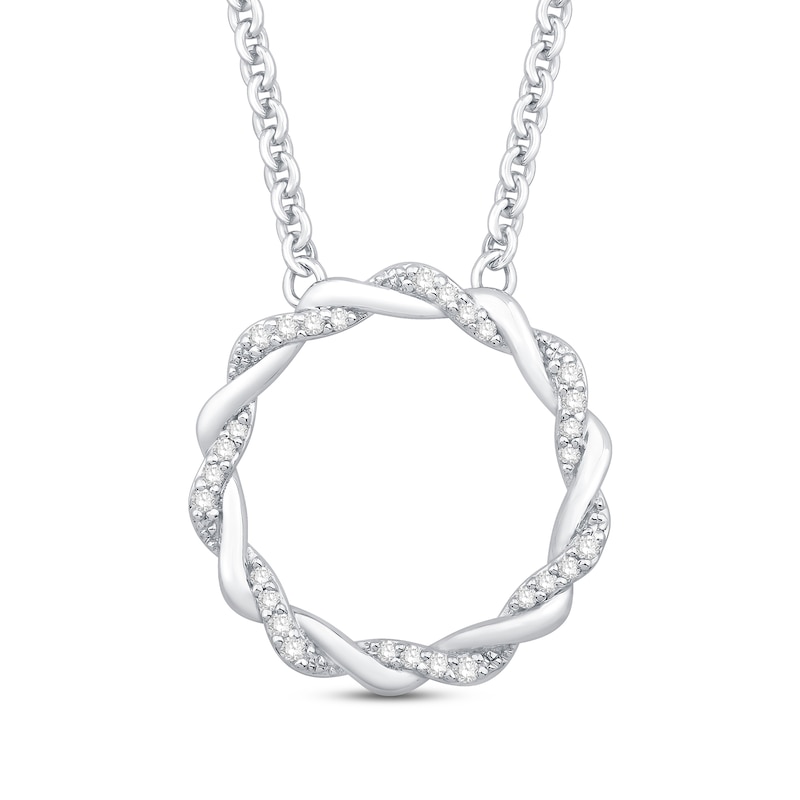 Circle of Gratitude® Collection 0.09 CT. T.W. Diamond and Polished Twist Necklace in Sterling Silver – 19"