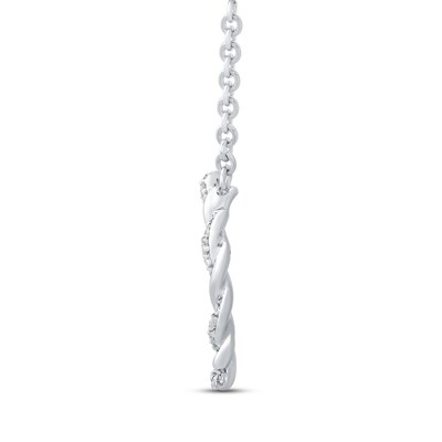Circle of Gratitude® Collection 0.09 CT. T.W. Diamond and Polished Twist Necklace in Sterling Silver – 19"