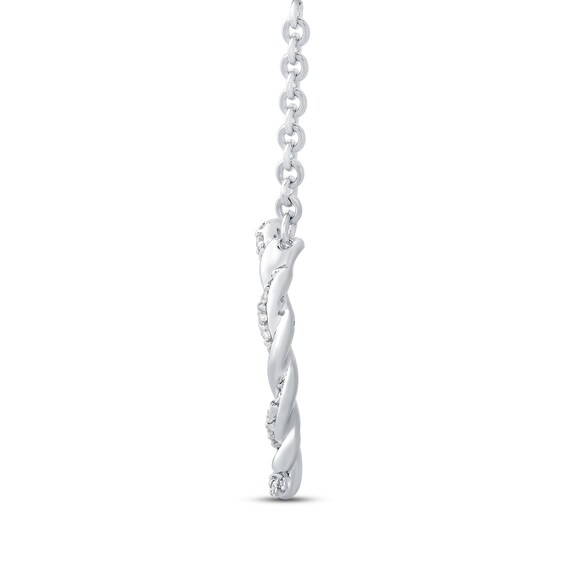 Circle of Gratitude® Collection 0.09 CT. T.W. Diamond and Polished Twist Necklace in Sterling Silver – 19"
