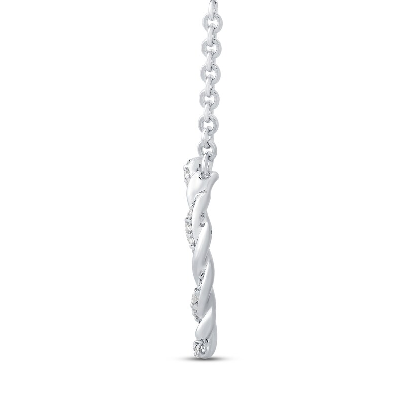 Main Image 2 of Circle of Gratitude® Collection 0.09 CT. T.W. Diamond and Polished Twist Necklace in Sterling Silver – 19"