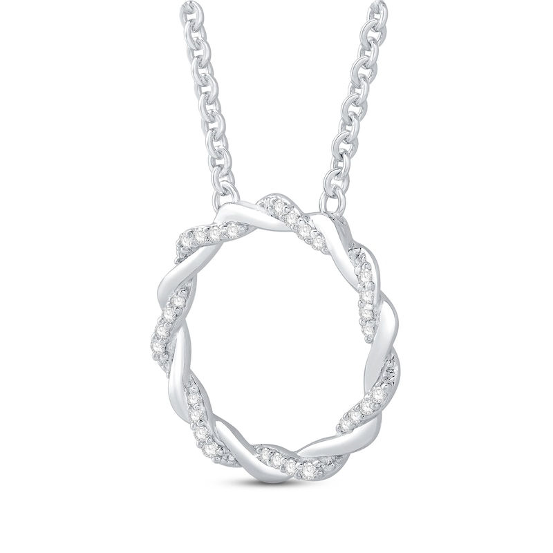 Circle of Gratitude® Collection 0.09 CT. T.W. Diamond and Polished Twist Necklace in Sterling Silver – 19"