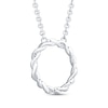 Thumbnail Image 4 of Circle of Gratitude® Collection 0.09 CT. T.W. Diamond and Polished Twist Necklace in Sterling Silver – 19"