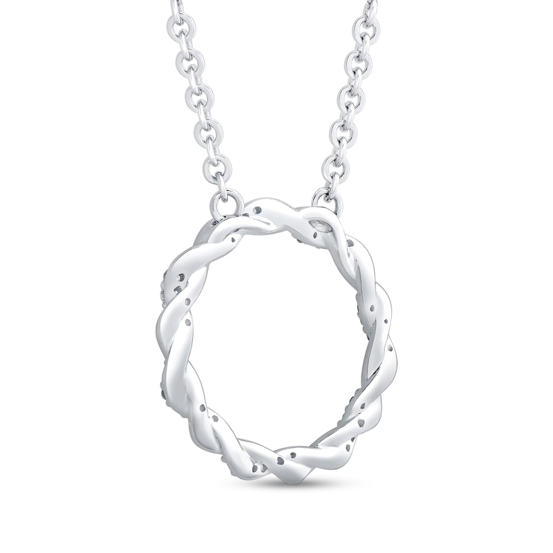 Circle of Gratitude® Collection 0.09 CT. T.W. Diamond and Polished Twist Necklace in Sterling Silver – 19"