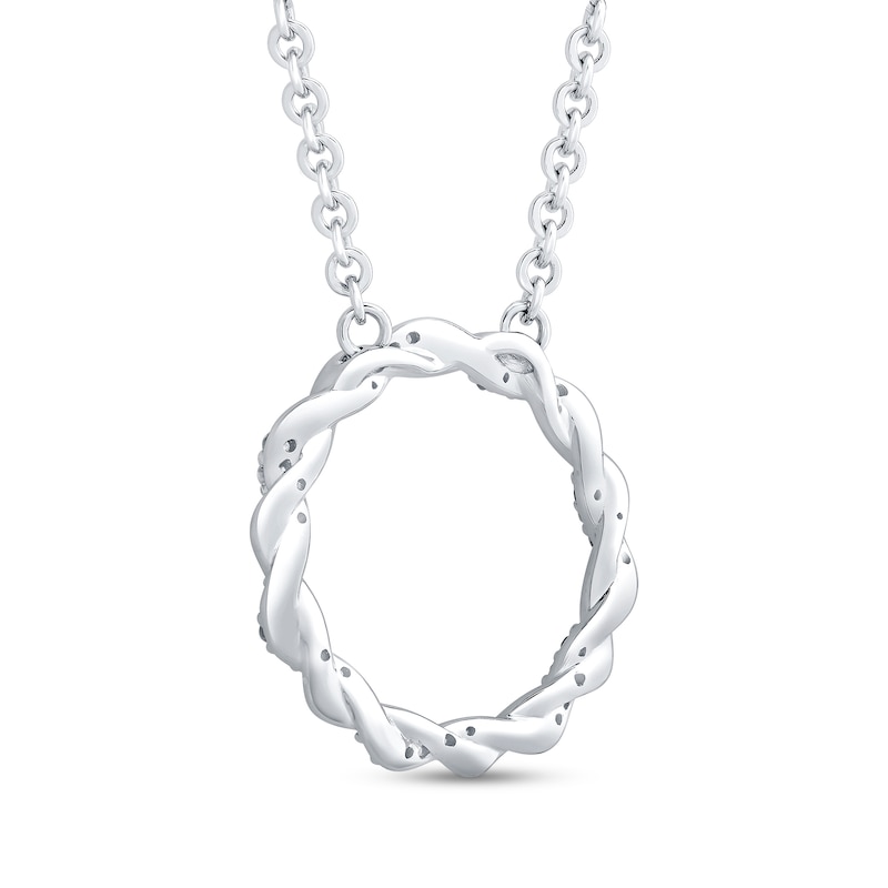 Main Image 4 of Circle of Gratitude® Collection 0.09 CT. T.W. Diamond and Polished Twist Necklace in Sterling Silver – 19"