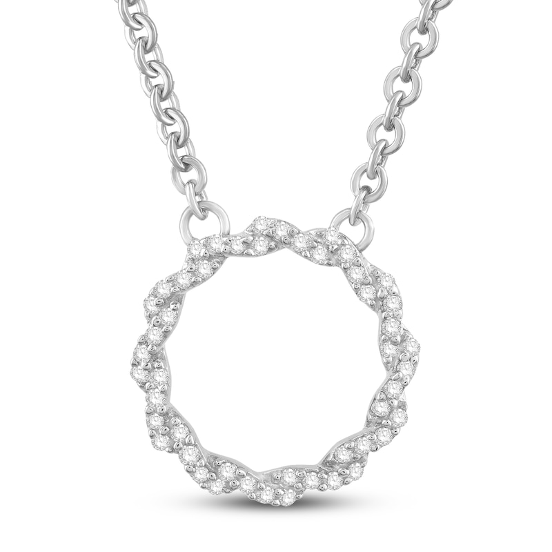 Circle of Gratitude® Collection 0.12 CT. T.W. Diamond Small Twist Necklace in 10K White Gold – 19"