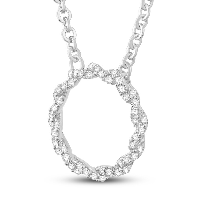 Main Image 2 of Circle of Gratitude® Collection 0.12 CT. T.W. Diamond Small Twist Necklace in 10K White Gold – 19"