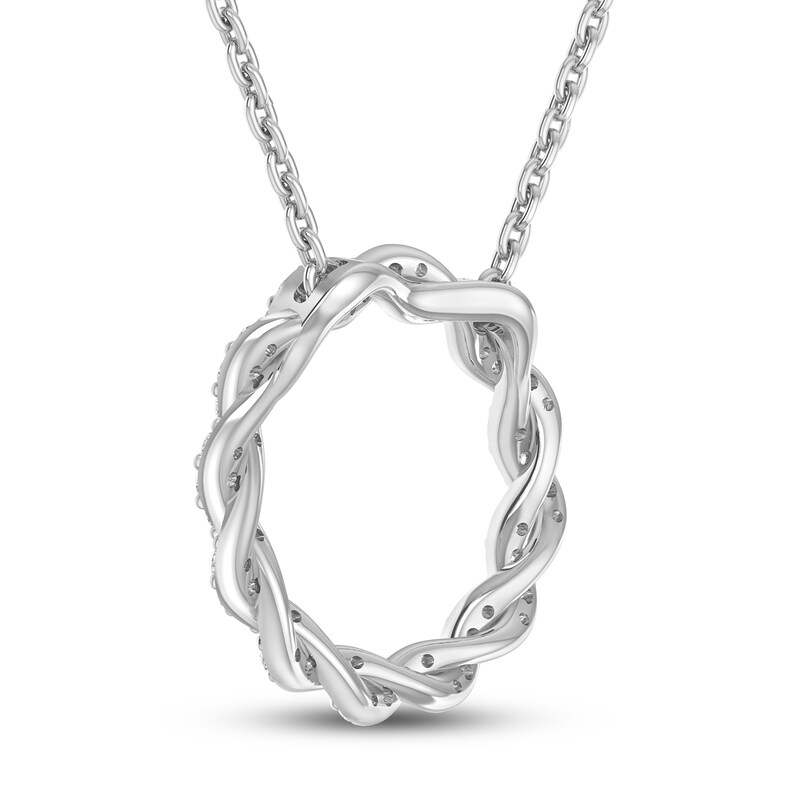 Main Image 4 of Circle of Gratitude® Collection 0.12 CT. T.W. Diamond Small Twist Necklace in 10K White Gold – 19"