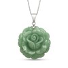 Thumbnail Image 1 of 29.0mm Carved Dyed Jade Rose Pendant in Sterling Silver