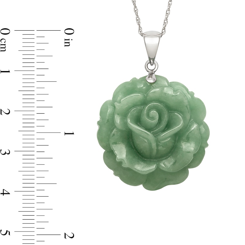 29.0mm Carved Dyed Jade Rose Pendant in Sterling Silver