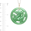 38.0mm Carved Dyed Jade Dragon Circle Pendant in 14K Gold