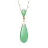 Thumbnail Image 1 of Pear-Shaped Dyed Jade Double Drop Necklace in 10K Gold
