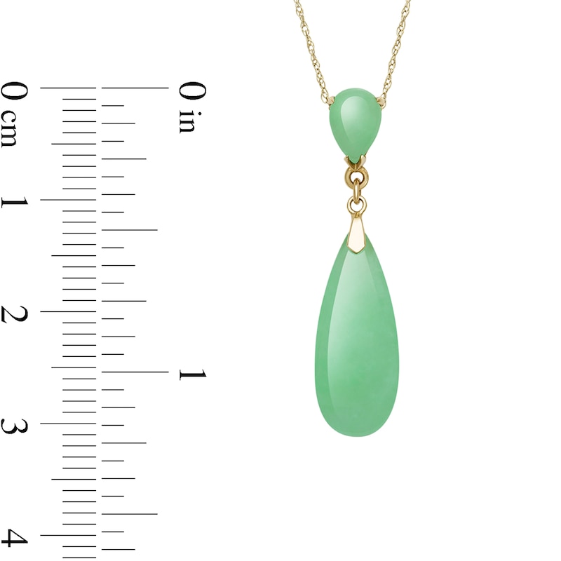 Pear-Shaped Dyed Jade Double Drop Necklace in 10K Gold