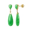 Thumbnail Image 1 of Pear-Shaped Dyed Jade Double Drop Earrings in 10K Gold