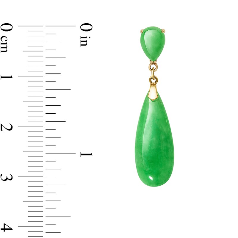 Main Image 2 of Pear-Shaped Dyed Jade Double Drop Earrings in 10K Gold