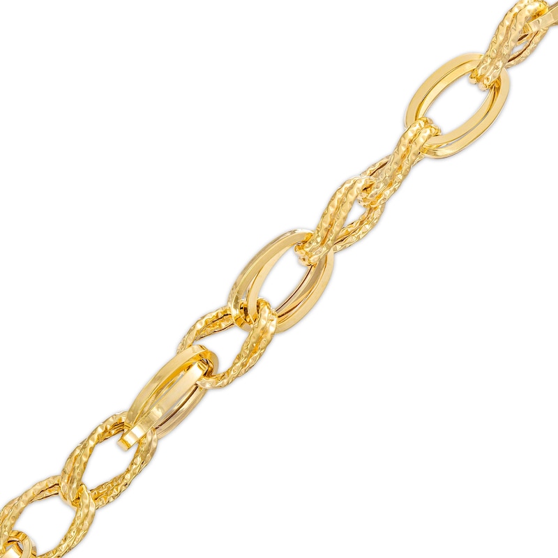 Italian Gold Diamond-Cut 5.6mm Link Chain Bracelet in Hollow 14K Gold – 7.5"|Peoples Jewellers