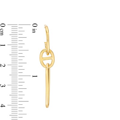 Mariner and Paper Clip Chain Link Drop Earrings in 14K Gold