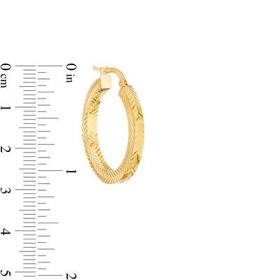 20.0mm Diamond-Cut Square Tube Hoop Earrings in 14K Gold