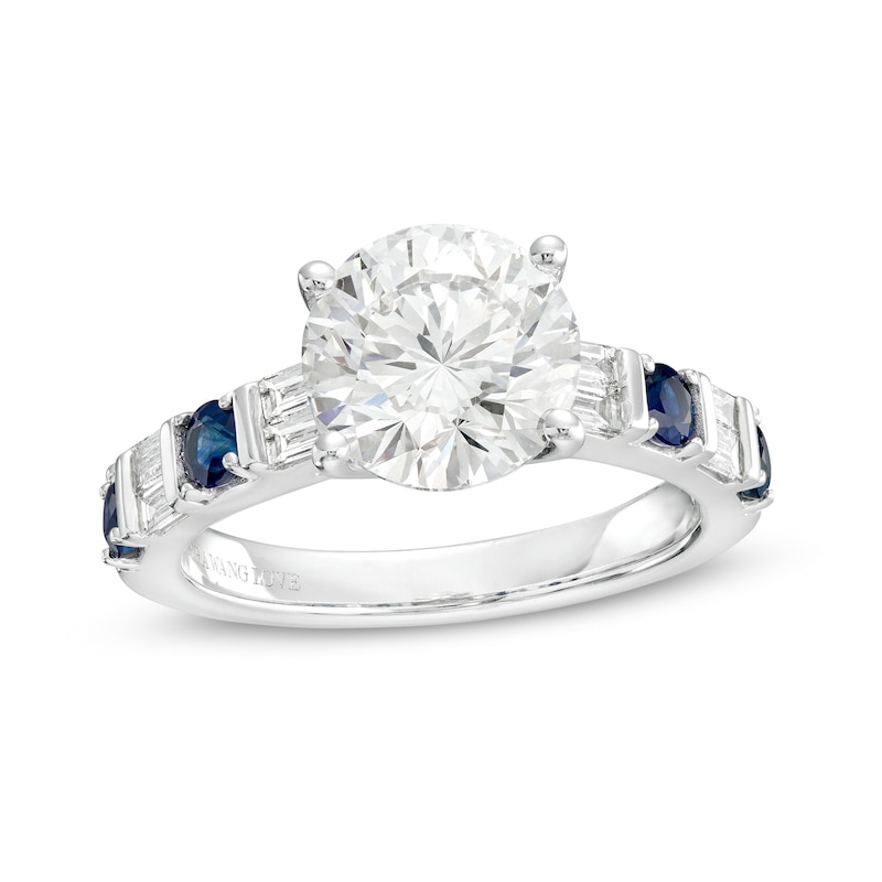 TRUE Lab-Grown Diamonds by Vera Wang Love 2.68 CT. T.W. and Blue Sapphire Engagement Ring in 14K White Gold (F/VS2)