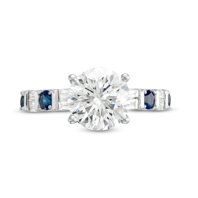 TRUE Lab-Created Diamonds by Vera Wang Love 2.68 CT. T.W. and Blue Sapphire Engagement Ring in 14K White Gold (F/VS2)