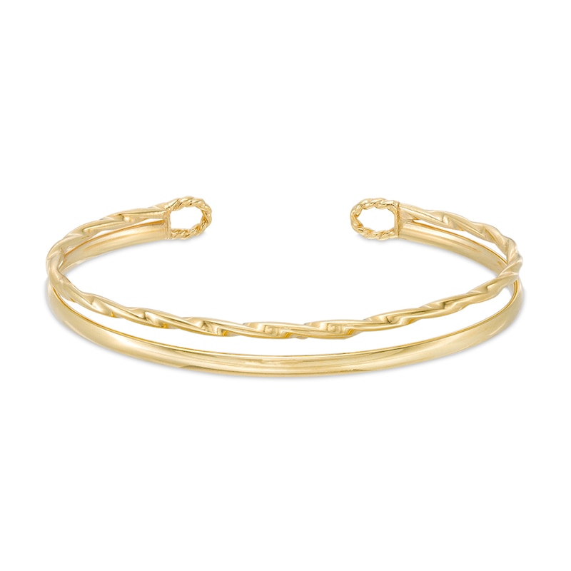 Twisted Double Open Bangle in 10K Gold|Peoples Jewellers