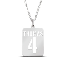 Men's Name and Number Pendant (1 Number and Line)