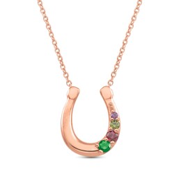 Mother's Gemstone Graduated Horseshoe Necklace (2-4 Stones)