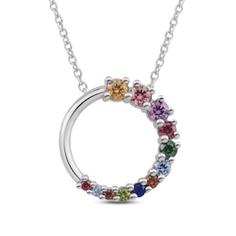 Mother's Gemstone Graduated Circle Pendant (5-12 Stones)